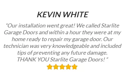 5 star review for startlight garage door repair service